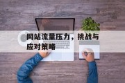 网站流量压力,挑战与应对策略 网站流量压力,挑战与应对策略