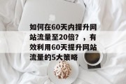 如何在60天内提升网站流量至20倍?,有效利用60天提升网站流量的5大策略 如何在60天内提升网站流量至20倍?,有效利用60天提升网站流量的5大策略