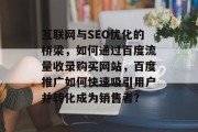 互联网与SEO优化的桥梁,如何通过百度流量收录购买网站,百度推广如何快速吸引用户并转化成为销售者? 互联网与SEO优化的桥梁,如何通过百度流量收录购买网站,百度推广如何快速吸引用户并转化成为销售者?