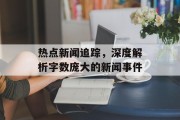 热点新闻追踪，深度解析字数庞大的新闻事件