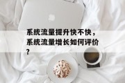 系统流量提升快不快，系统流量增长如何评价?