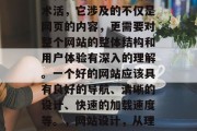 优化网站设计是一门技术活,它涉及的不仅是网页的内容,更需要对整个网站的整体结构和用户体验有深入的理解。一个好的网站应该具有良好的导航、清晰的设计、快速的加载速度等。,网站设计,从理解到优化的艺术 优化网站设计是一门技术活,它涉及的不仅是网页的内容,更需要对整个网站的整体结构和用户体验有深入的理解。一个好的网站应该具有良好的导航、清晰的设计、快速的加载速度等。,网站设计,从理解到优化的艺术