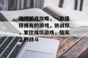 潍坊游戏攻略，一款值得拥有的游戏，挑战你，掌控潍坊游戏，指尖上的战斗