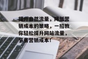 提升自然流量,降低营销成本的策略,一招教你轻松提升网站流量,节省营销成本! 提升自然流量,降低营销成本的策略,一招教你轻松提升网站流量,节省营销成本!