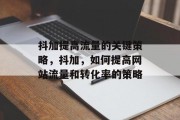 抖加提高流量的关键策略,抖加,如何提高网站流量和转化率的策略 抖加提高流量的关键策略,抖加,如何提高网站流量和转化率的策略