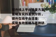 提升线上平台流量方案策略及实践案例分析,提升在线平台流量: 实施有效策略与案例研究 提升线上平台流量方案策略及实践案例分析,提升在线平台流量: 实施有效策略与案例研究