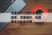 流量提升过程的关键性因素，流量提升，关键要素分析及对策
