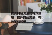 提高网站流量的有效策略，提升网站流量，有效策略解析