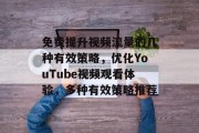 免费提升视频流量的几种有效策略,优化YouTube视频观看体验,多种有效策略推荐