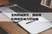 玉林网站优化,揭秘提升网络影响力的秘籍 玉林网站优化,揭秘提升网络影响力的秘籍