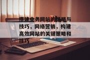 搭建业务网站的策略与技巧,网络营销,构建高效网站的关键策略和技巧 搭建业务网站的策略与技巧,网络营销,构建高效网站的关键策略和技巧