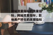 网站流量指标的流量指标,网站流量指标,影响用户转化的关键指标分析 网站流量指标的流量指标,网站流量指标,影响用户转化的关键指标分析