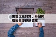 出售流量网站,开启网络流量变现新篇章 出售流量网站,开启网络流量变现新篇章