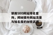 狼雨SEO网站排名查询,揭秘提升网站流量与知名度的秘密武器 狼雨SEO网站排名查询,揭秘提升网站流量与知名度的秘密武器