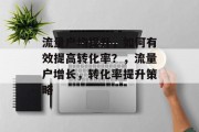 流量户均提升,如何有效提高转化率?,流量户增长,转化率提升策略 流量户均提升,如何有效提高转化率?,流量户增长,转化率提升策略