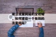 建立流量网站的全攻略,如何建设一个有效的流量网站? 建立流量网站的全攻略,如何建设一个有效的流量网站?