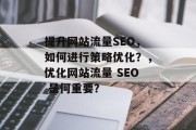 提升网站流量SEO,如何进行策略优化?,优化网站流量 SEO 是何重要? 提升网站流量SEO,如何进行策略优化?,优化网站流量 SEO 是何重要?