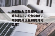 粉丝助力流量提升,策略与技巧,粉丝战略,如何提高流量和提升可见度?
