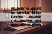 网站流量广告与网络营销,如何利用它们实现你的目标?,网站流量广告与网络营销,相辅相成,实现目标的策略 网站流量广告与网络营销,如何利用它们实现你的目标?,网站流量广告与网络营销,相辅相成,实现目标的策略