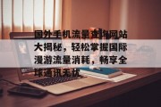 国外手机流量查询网站大揭秘,轻松掌握国际漫游流量消耗,畅享全球通讯无忧 国外手机流量查询网站大揭秘,轻松掌握国际漫游流量消耗,畅享全球通讯无忧