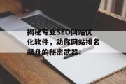 揭秘专业SEO网站优化软件,助你网站排名飙升的秘密武器! 揭秘专业SEO网站优化软件,助你网站排名飙升的秘密武器!