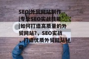 SEO|外贸网站制作|专业SEO实战技能|如何打造高质量的外贸网站?，SEO实战，打造优质外贸网站秘籍