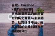 谷歌、Facebook和Twitter等巨头流量网站的崛起背后的历史背景与未来趋势，社交媒体平台，崛起背后的企业战略与市场趋势分析