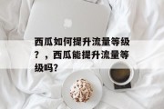 西瓜如何提升流量等级?,西瓜能提升流量等级吗?