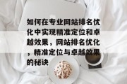 如何在专业网站排名优化中实现精准定位和卓越效果,网站排名优化,精准定位与卓越效果的秘诀 如何在专业网站排名优化中实现精准定位和卓越效果,网站排名优化,精准定位与卓越效果的秘诀