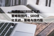 如皋网站SEO优化的策略和技巧，SEO优化实战，策略与技巧指南
