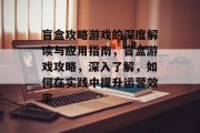 盲盒攻略游戏的深度解读与应用指南，盲盒游戏攻略，深入了解，如何在实践中提升运营效率