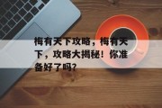 梅有天下攻略,梅有天下,攻略大揭秘!你准备好了吗? 梅有天下攻略,梅有天下,攻略大揭秘!你准备好了吗?