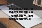 精准流量提升策略,策略指南及实践案例分享,精准流量提升,策略指南与实践案例分享 精准流量提升策略,策略指南及实践案例分享,精准流量提升,策略指南与实践案例分享
