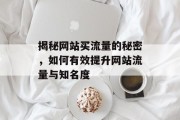 揭秘网站买流量的秘密,如何有效提升网站流量与知名度 揭秘网站买流量的秘密,如何有效提升网站流量与知名度