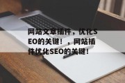 网站文章插件，优化SEO的关键！，网站插件优化SEO的关键！