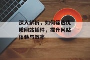 深入解析,如何筛选优质网站插件,提升网站体验与效率 深入解析,如何筛选优质网站插件,提升网站体验与效率