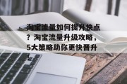 淘宝流量如何提升快点?淘宝流量升级攻略,5大策略助你更快晋升! 淘宝流量如何提升快点?淘宝流量升级攻略,5大策略助你更快晋升!