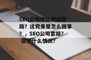 SEO公司优化网站套路?这究竟是怎么回事?,SEO公司套路? 这是什么情况?