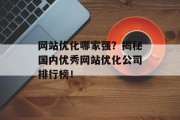 网站优化哪家强?揭秘国内优秀网站优化公司排行榜! 网站优化哪家强?揭秘国内优秀网站优化公司排行榜!