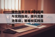 提升流量池等级的策略与实践指南，提升流量池等级，策略和实践指南