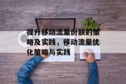 提升移动流量份额的策略及实践,移动流量优化策略与实践 提升移动流量份额的策略及实践,移动流量优化策略与实践