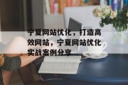 宁夏网站优化，打造高效网站，宁夏网站优化实战案例分享