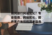 如何进行网站优化？专业指南，网站优化，提升用户体验的简单指南