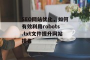 SEO网站优化，如何有效利用robots.txt文件提升网站排名