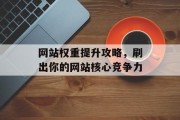 网站权重提升攻略，刷出你的网站核心竞争力