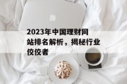 2023年中国理财网站排名解析,揭秘行业佼佼者 2023年中国理财网站排名解析,揭秘行业佼佼者