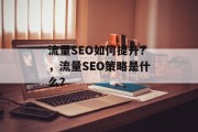 流量SEO如何提升？，流量SEO策略是什么？