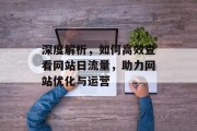 深度解析,如何高效查看网站日流量,助力网站优化与运营 深度解析,如何高效查看网站日流量,助力网站优化与运营