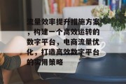 流量效率提升措施方案,构建一个高效运转的数字平台,电商流量优化,打造高效数字平台的实用策略 流量效率提升措施方案,构建一个高效运转的数字平台,电商流量优化,打造高效数字平台的实用策略