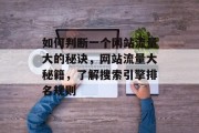 如何判断一个网站流量大的秘诀,网站流量大秘籍,了解搜索引擎排名规则 如何判断一个网站流量大的秘诀,网站流量大秘籍,了解搜索引擎排名规则